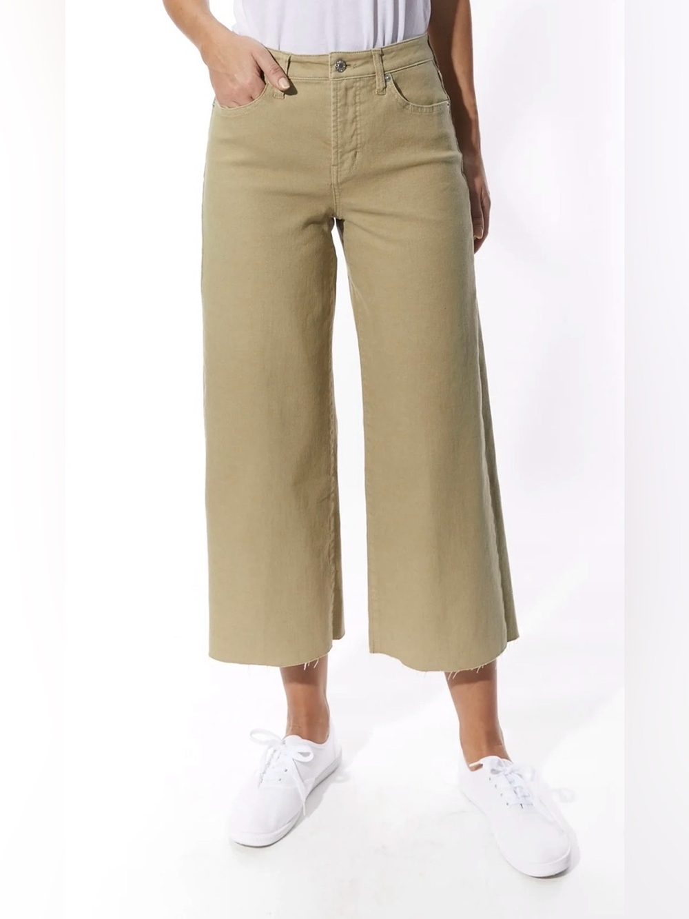 OAT New York High Rise Wide Leg Cropped Raw Hem Jeans Size 28
